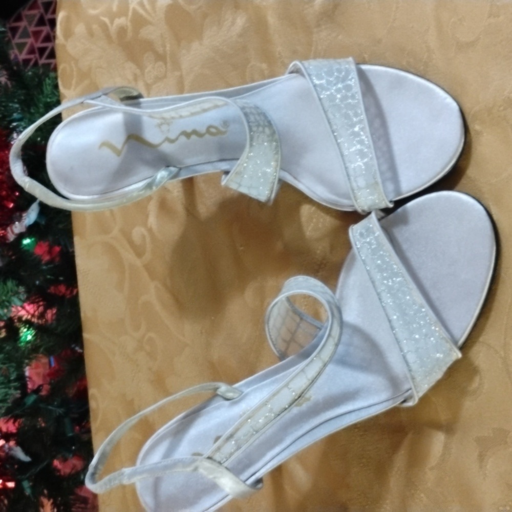 Nina Shoes Silver Strappy Heels - Picture 2 of 3